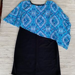 Alice & Olive 2X Asymmetrical Overlay Dress